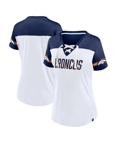 Fanatics Women's  Branded White Dallas Cowboys Dueling Slant V-neck Lace-up T-shirt