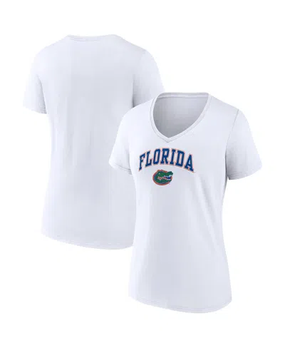 Fanatics Women's  White Florida Gators Evergreen Campus V-neck T-shirt