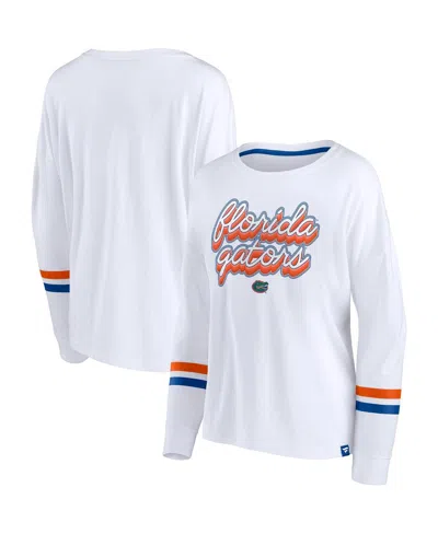 Fanatics Women's  White Florida Gators Retro Power Striped Long Sleeve T-shirt