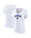 Fanatics Women's  White Kansas Jayhawks Evergreen Campus V-neck T-shirt In White