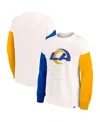 Fanatics Women's  White Los Angeles Rams Colorblock Primary Logo Pullover Sweatshirt In White