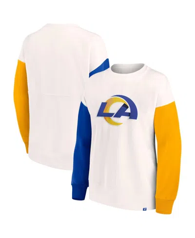 Fanatics Women's  White Los Angeles Rams Colorblock Primary Logo Pullover Sweatshirt