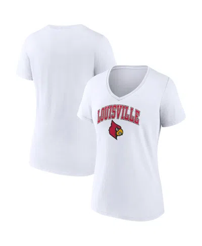 Fanatics Women's  White Louisville Cardinals Evergreen Campus V-neck T-shirt