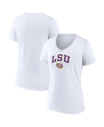 Fanatics Women's  White Lsu Tigers Evergreen Campus V-neck T-shirt