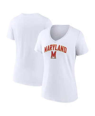 Fanatics Women's  White Maryland Terrapins Evergreen Campus V-neck T-shirt