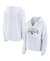Fanatics Women's  Branded White Michigan Wolverines Striped Notch Neck Pullover Hoodie In White