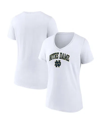 Fanatics Women's  White Notre Dame Fighting Irish Evergreen Campus V-neck T-shirt