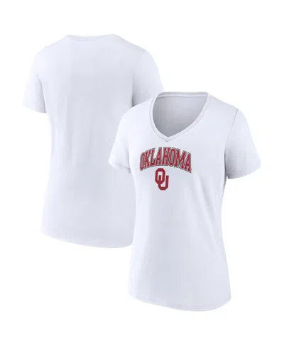 Fanatics Women's  White Oklahoma Sooners Evergreen Campus V-neck T-shirt