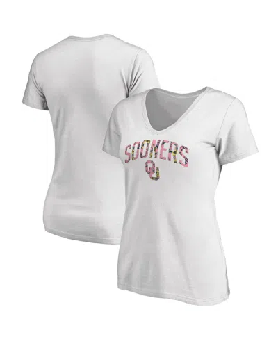 Fanatics Women's  White Oklahoma Sooners Floral Arched V-neck T-shirt