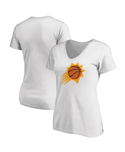Fanatics Women's  White Phoenix Suns Primary Logo Team V-neck T-shirt
