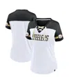 Fanatics Women's  White Pittsburgh Steelers Dueling Slant V-neck Lace-up T-shirt In White
