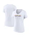 Fanatics Women's  White Team Usa Pride Striped V-neck T-shirt In White