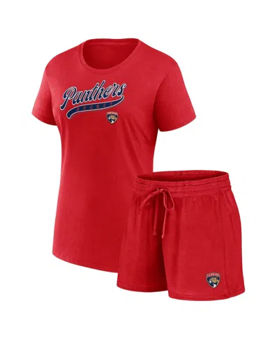 Fanatics Women's Florida Panthers Start To Finish Combo Pack T-shirt Shorts In Navy