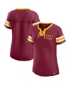Fanatics Women's Garnet Washington Commanders Lace-up Bling T-shirt In Burgundy