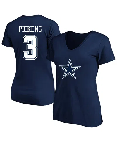 Fanatics Women's George Pickens Navy Dallas Cowboys Plus Size Name Number V-neck T-shirt In Blue