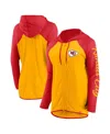 Fanatics Women's Gold/red Kansas City Chiefs Script Full-zip Hoodie In Gold,red