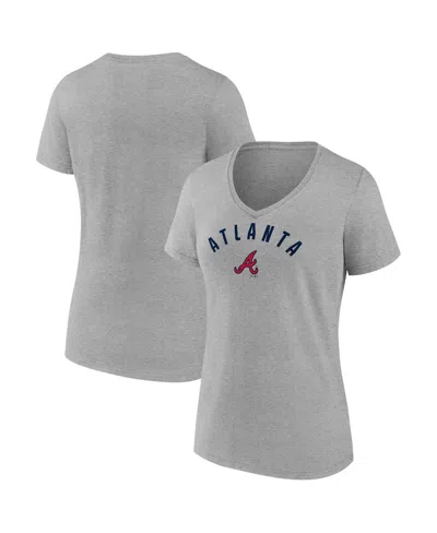 Fanatics Women's Gray Atlanta Braves V-neck T-shirt