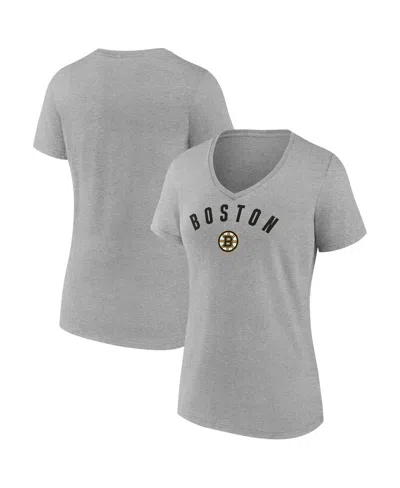 Fanatics Women's Gray Boston Bruins V-neck T-shirt