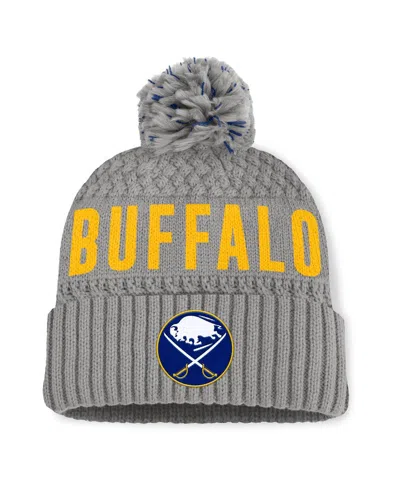 Fanatics Women's Gray Buffalo Sabres Heritage Tilly Cuffed Knit Hat With Pom