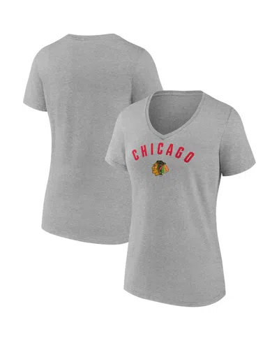 Fanatics Women's Gray Chicago Blackhawks V-neck T-shirt