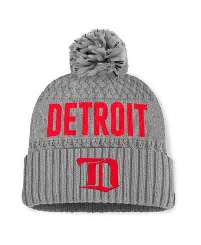 Fanatics Women's Gray Detroit Red Wings Heritage Tilly Cuffed Knit Hat With Pom