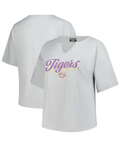 Fanatics Women's Gray Lsu Tigers Plus Size Winning Gear Notch Neck T-shirt