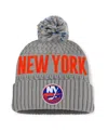 Fanatics Women's Gray New York Islanders Heritage Tilly With Pom Cuffed Knit Hat In Gray