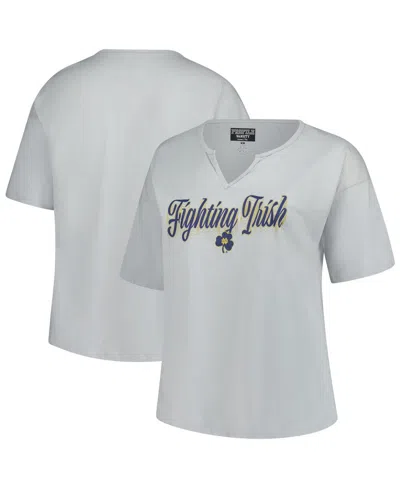 Fanatics Women's Gray Notre Dame Fighting Irish Plus Size Winning Gear Notch Neck T-shirt