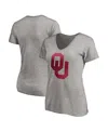 Fanatics Women's Gray Oklahoma Sooners Primary Logo V-neck T-shirt In Gray