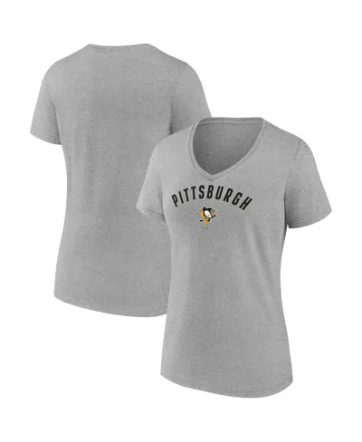Fanatics Women's Gray Pittsburgh Penguins V-neck T-shirt