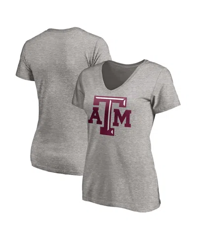 Fanatics Women's Gray Texas A&m Aggies Primary Logo V-neck T-shirt