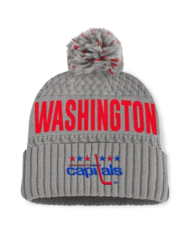Fanatics Women's Gray Washington Capitals Heritage Tilly Cuffed Knit Hat With Pom