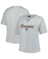 Fanatics Women's Gray West Virginia Mountaineers Plus Size Winning Gear Notch Neck T-shirt In Animal Print
