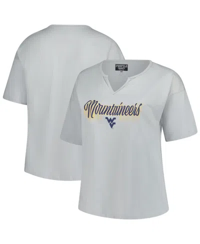 Fanatics Women's Gray West Virginia Mountaineers Plus Size Winning Gear Notch Neck T-shirt In Animal Print