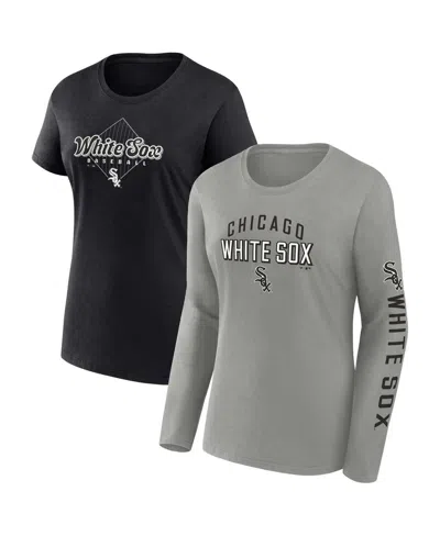 Fanatics Women's Gray/black Chicago White Sox T-shirt Combo Pack In Multi