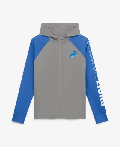 Fanatics Women's Gray/blue Detroit Lions Cornerback Blitz Raglan Full-zip Hoodie In Gray,blue