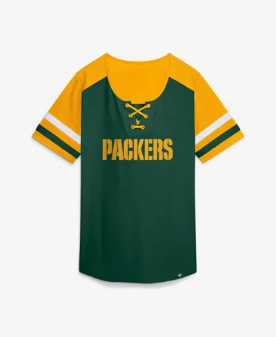 Fanatics Women's Green Bay Packers Curl Route Athena Lace-up T-shirt