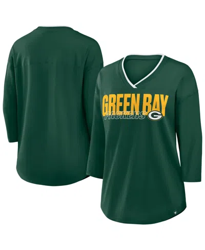 Fanatics Women's Green Bay Packers Plus Size Deceptive Juke 3/4-sleeve V-neck T-shirt In Multi