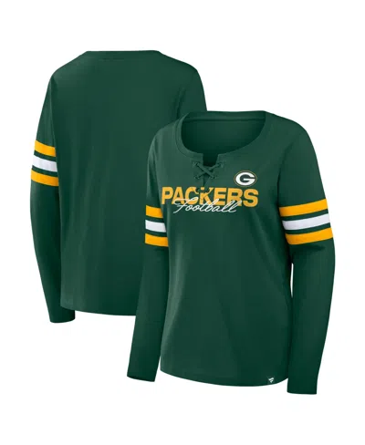 Fanatics Women's Green Bay Packers Team First Coverage Scheme Lace-up Long Sleeve T-shirt