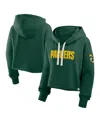 Fanatics Women's Green Green Bay Packers Oversized Hometown Heritage Cropped Hoodie In Green