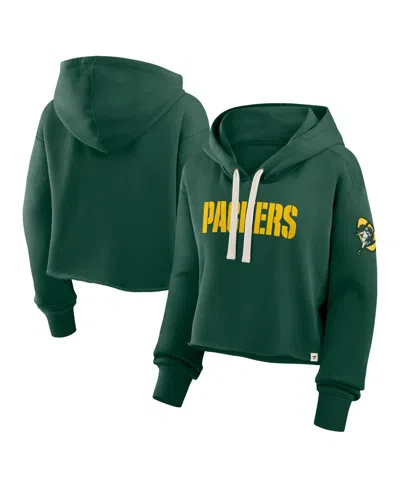Fanatics Women's Green Green Bay Packers Oversized Hometown Heritage Cropped Hoodie