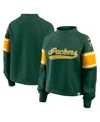 Fanatics Women's Green Green Bay Packers Oversized Hometown Toss Sweep Mock Neck Pullover Hoodie In Green