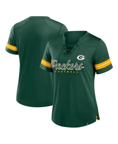 Fanatics Women's Green Green Bay Packers Play Script Lace-up T-shirt