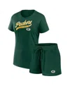Fanatics Women's Green Green Bay Packers Start To Finish T-shirt Shorts Combo Pack In Green