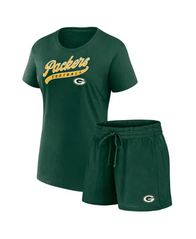 Fanatics Women's Green Green Bay Packers Start To Finish T-shirt Shorts Combo Pack