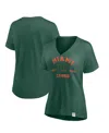 Fanatics Women's Green Miami Hurricanes True Classics Slub Flowy V-neck T-shirt In Green