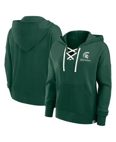 Fanatics Women's Green Michigan State Spartans Heritage Original Script Lace-up Pullover Hoodie