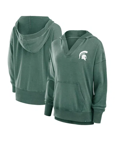 Fanatics Women's Green Michigan State Spartans Initiative Snow Wash French Terry V-neck Pullover Hoodie