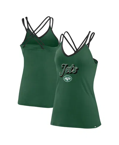 Fanatics Women's Green New York Jets Go For It Strappy Crossback Tank Top In Green,black