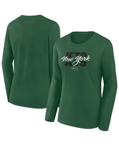 Fanatics Women's Green New York Jets Long Sleeve Scoop Neck T-shirt